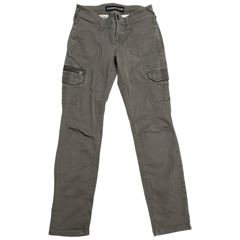 Express Jeans Women's Size 0 Green Stella Low Rise Cargo Pants Ankle Skinny Y2K‎